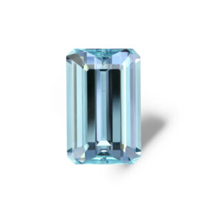 Emerald-cut light aquamarine blue loose gemstone
