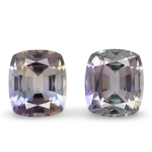 Pair of cushion-cut grey-lavender loose gemstones
