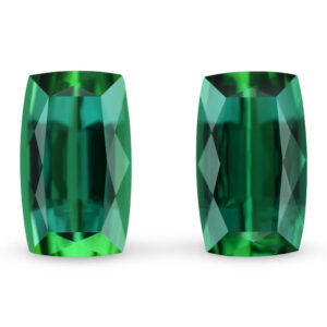 Pair of cushion-cut green loose gemstones