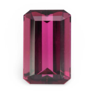 Emerald-cut deep raspberry loose gemstone