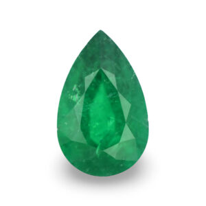 Pear-shaped rich green loose gemstone, elongated