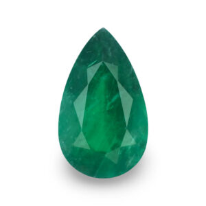 Pear-shaped deep forest-green loose gemstone