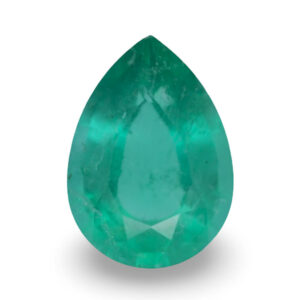 Large pear-shaped emerald-green loose gemstone