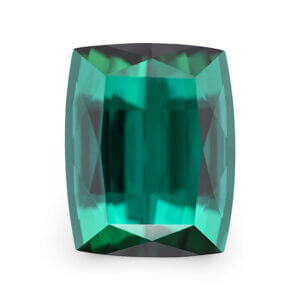 Cushion-cut bright teal loose gemstone
