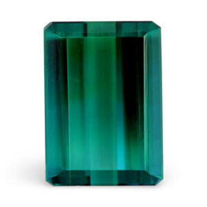 Emerald-cut teal green loose gemstone