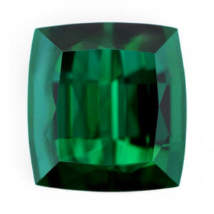 Cushion-cut deep green loose gemstone