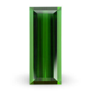 Long emerald-cut green loose gemstone